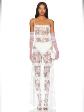 NWT! Lovers and Friends x Maggie MacDonald Millie Sheer Maxi Dress in White